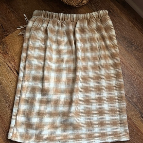 Time and Tru Plaid Fringe Midi Skirt - Tan and Cream - Picture 6 of 13